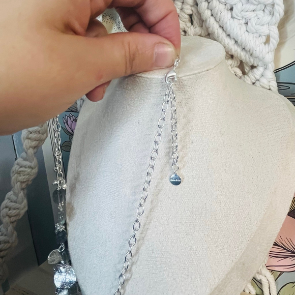 Stella & Dot Statement Necklace | Silver Circle Dangles Elegant Designer Jewelry - Picture 7 of 7